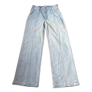 PAIGE Brooklyn High Waist Wide Leg Jeans Sz 27 Light Wash Pleats